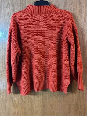 Large Orange Chunky Knit Sweater - Rust Red Orange